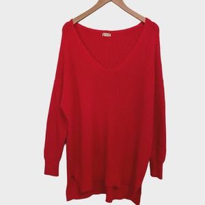 Free People Intimately Oversized Red Tunic Wool Blend Sweater Size XS / Small